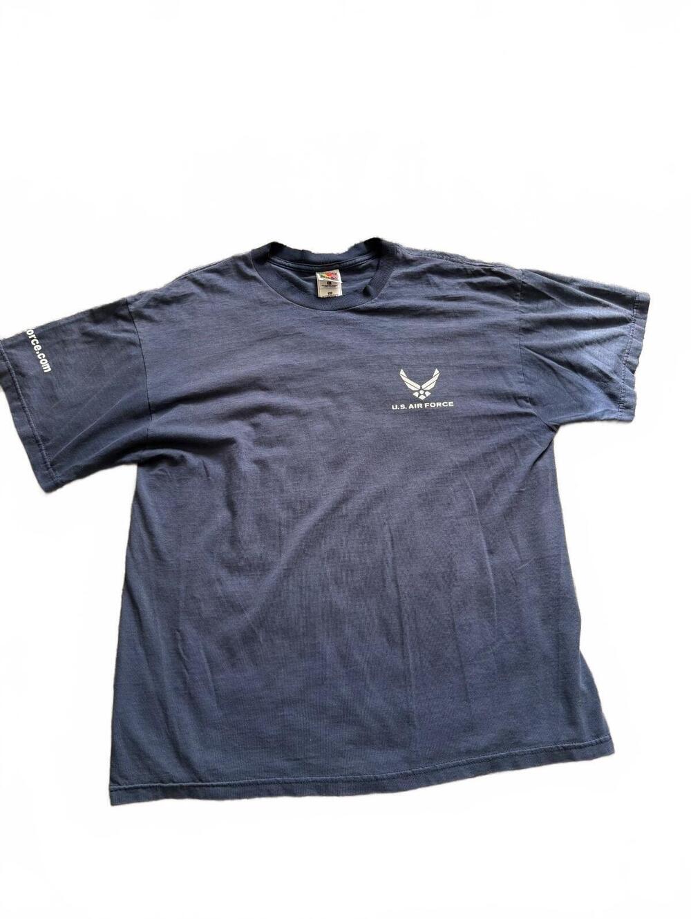 Vintage Y2K Fruit of the Loom U.S. Air Force Jet T-Shirt Navy Blue XL